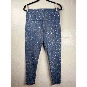 Aerie Chill Play Move Leggings Blue Silver Metallic Star XL Celestial Space